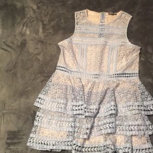 tiered lace fit & flare dress